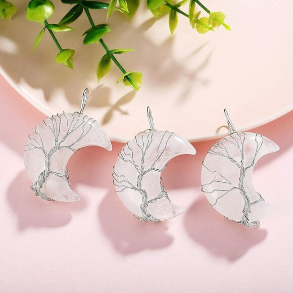 Necklaces for Women Crescent Moon Pendant Necklace Tree of Life Wire Wrapped Cry - Picture 7 of 7